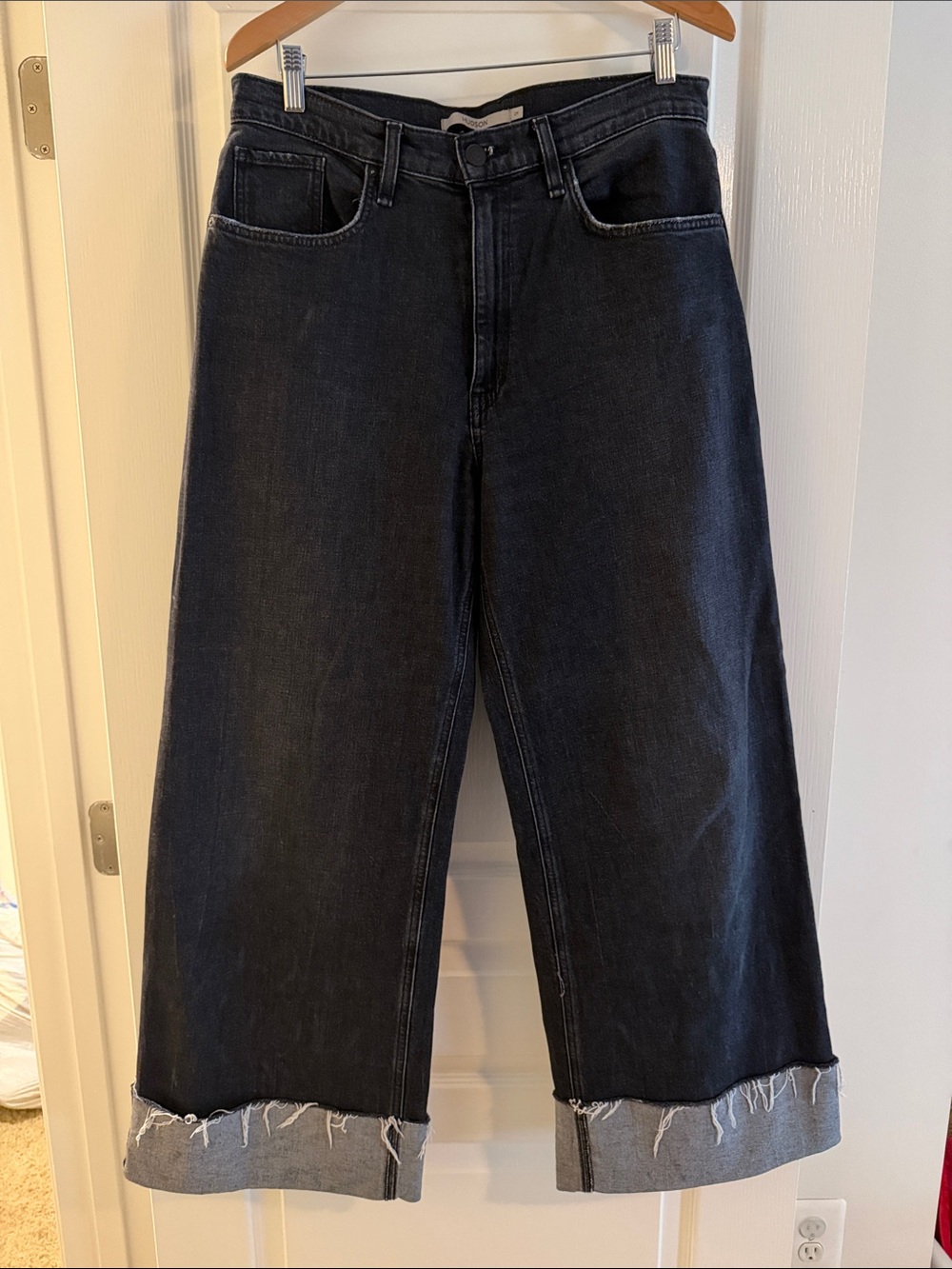 Hudson Wide Leg Black Cuffed Women’s Jeans - Size 29
